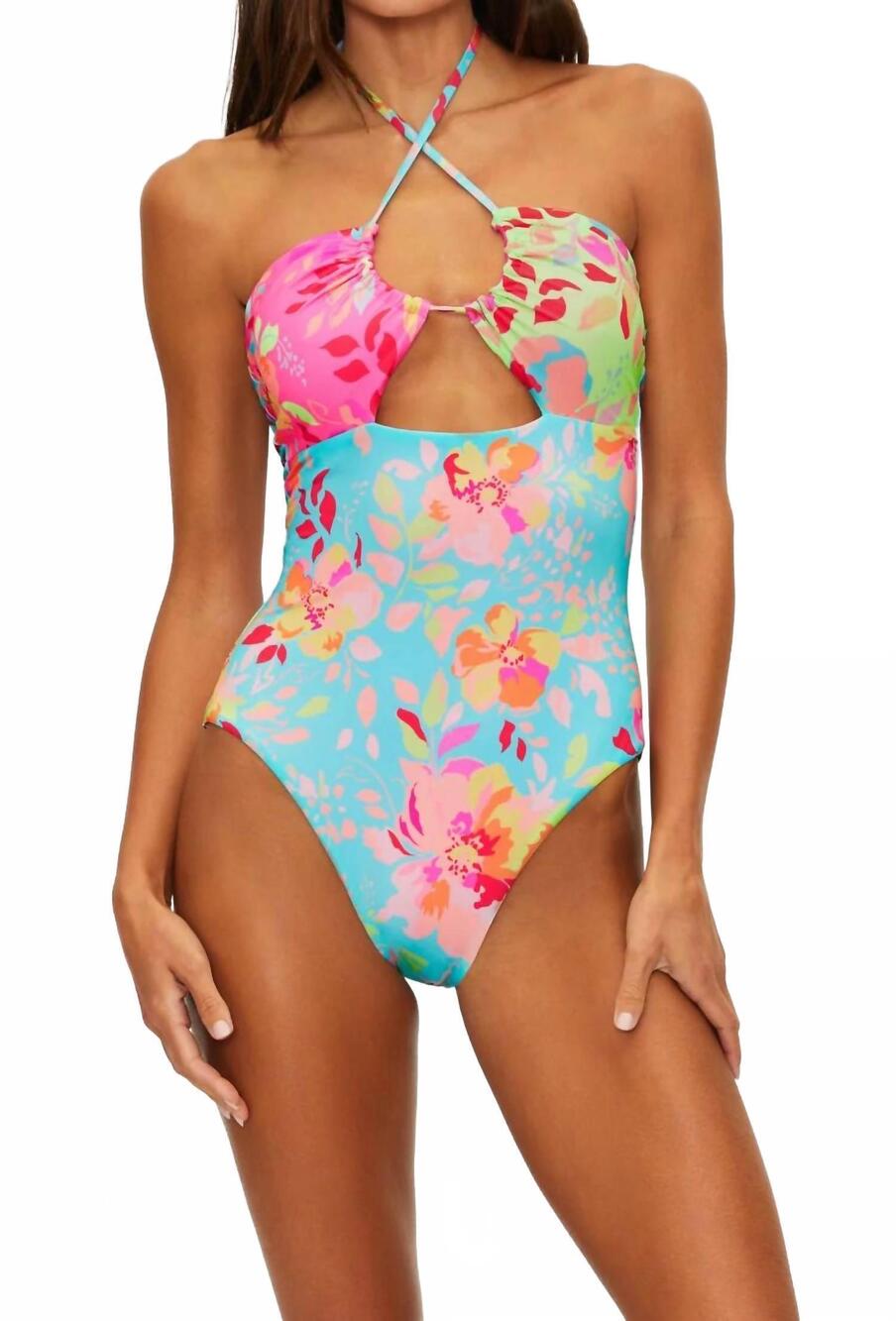 NEW BEACH RIOT phoenix one piece swimsuit in bloom lagoon